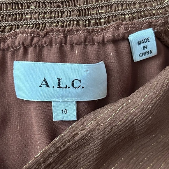 A.L.C Silvie Smocked Mini Dress in Butterscotch Sz 10 - Picture 9 of 10